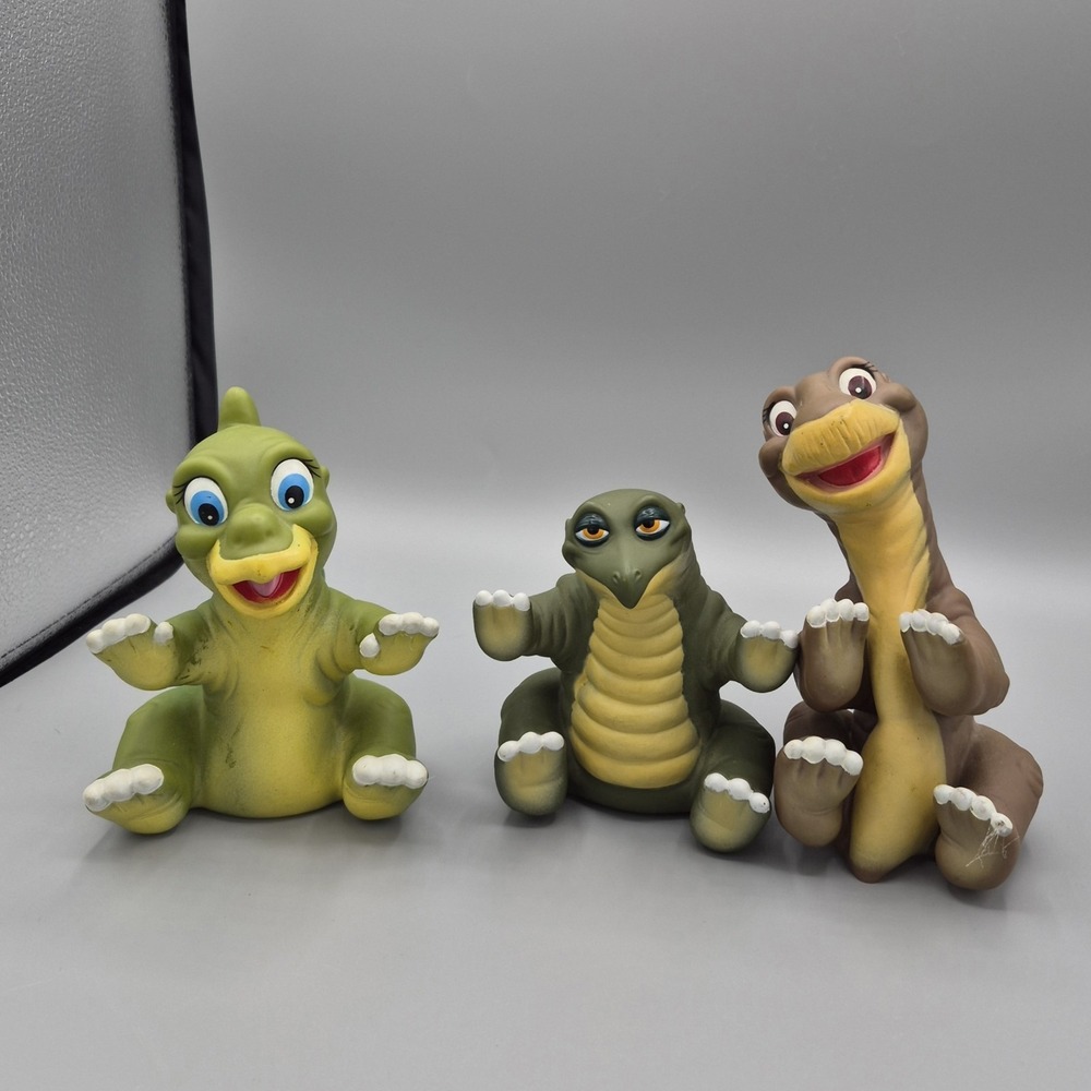 1988 Land Before Time Pizza Hut Rubber Hand Puppets ~Lot(x3)~ Vintage